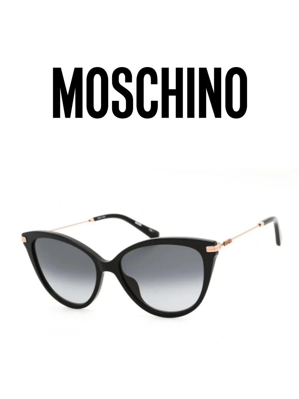 Moschino - Black Cat Eye Sunglasses with Gradient Gray Lenses - MOSO69